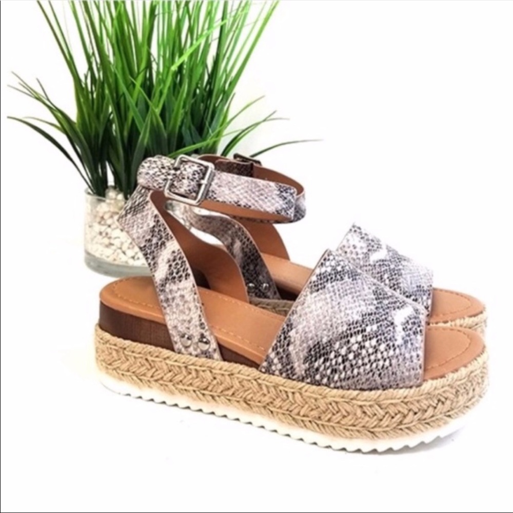 ✨JOSIE Vegan Leather Snakeskin Espadrilles